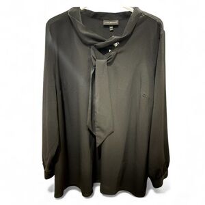 Lane Bryant Black Blouse with Stylish Neck Detail